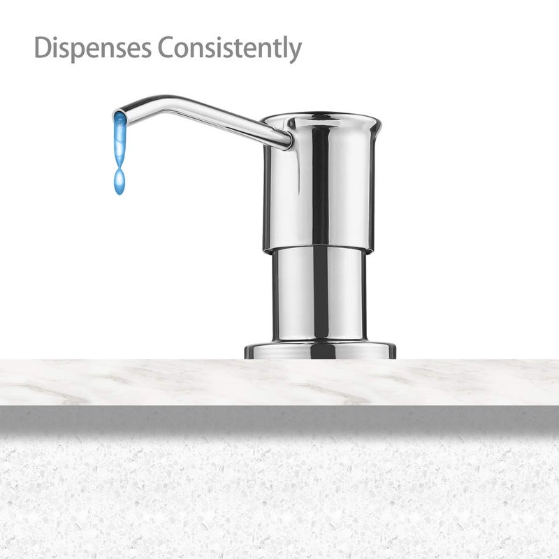 SAMODRA Sink Soap Dispenser, Stainless Steel Pump Head-Built in Design Refill Liquid from The Top with 17 OZ Bottle-3.15 Inch Threaded Tube (Chrome) - Image 3